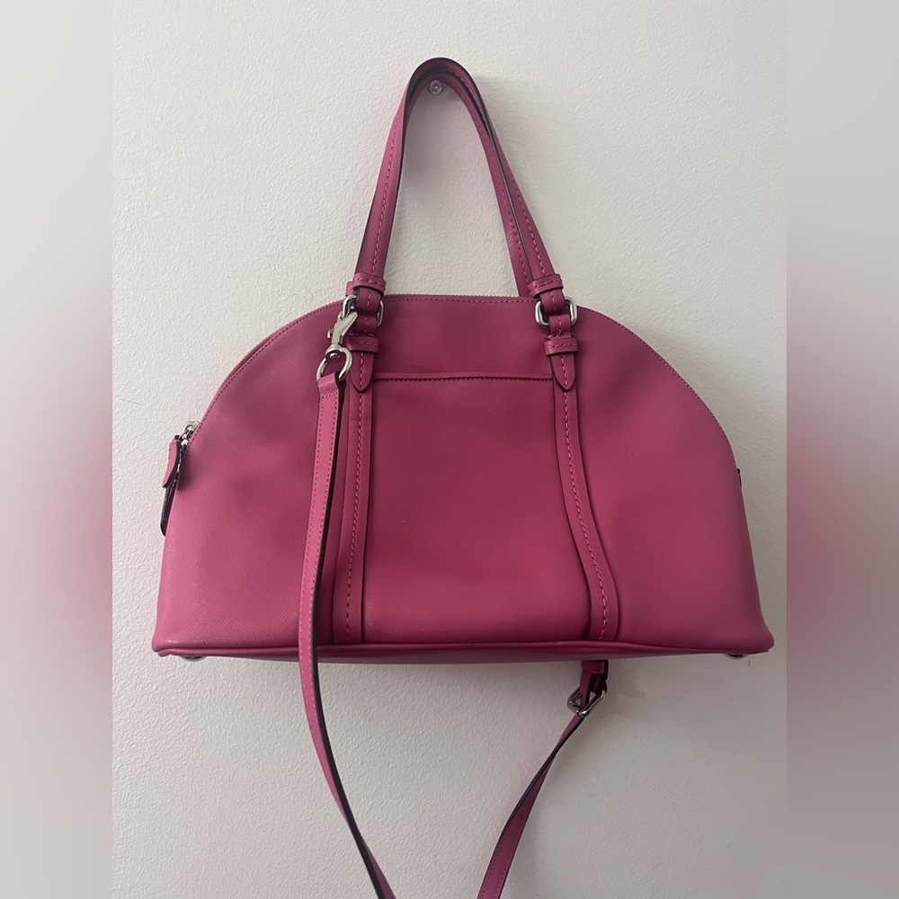 New Coach Peyton Leather Cora Domed Satchel Pink Purse Spring Summer Barbie - Picture 16 of 16
